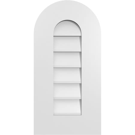 Ekena Millwork Round Top Surface Mount PVC Gable Vent: Non-Functional, w/ 3-1/2"W x 1"P Standard Frame, 12"W x 24"H GVPRT12X2401SN